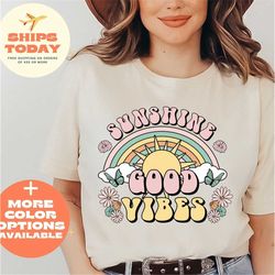 Good Vibes Only Shirt, Good Vibes Tee, Retro Sunshine Good Vibes Rainbow Tee, Good Vibes Tshirt, Good Vibes Shirt, Good