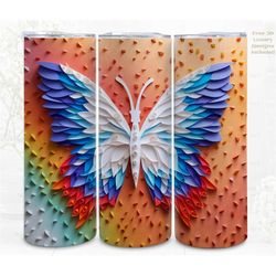 3D Patriotic Tumbler Wrap, Patriotic Butterflies 3D Sublimation Design, 20oz Skinny Straight Tumbler, Digital, Commercia