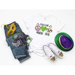 Peace Love Mardi Gras Shirt, Mardi Gras Shirt, Peace Shirt, Love Shirt, Mardi Gras T-shirt, Mardi Gras Tee, Mardi Grass