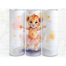 Cute Lion Cub Digital Art Print, Sublimation, Straight Skinny 20 oz Tumbler Wrap, Fabrics, Wall Art, POD, Commercial Use