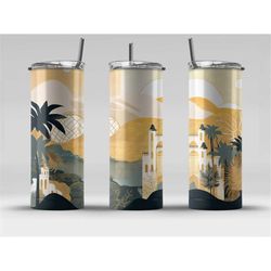Maroc Luxury Landscape Sublimation Design Abstract Straight Skinny Tumbler Wrap PNG Digital Download Digital Paper Patte