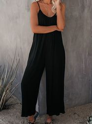 Women's Jumpsuits Boho Spaghetti Ruched Jumpsuit for Women