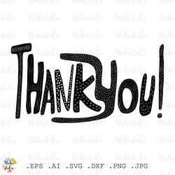 Thank You Svg, Thank You Lettering, Thank You Clipart Png, Thank You Linocut Template, Cricut Svg, Stencil Dxf