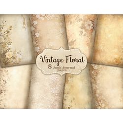Vintage Junk Journal Pages | Floral Digital Collage Sheet