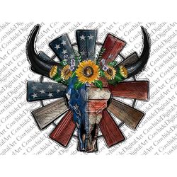 American Windmill Boho skull, Windmill PNG File,America Flag, Sublimation Design, Digital Download, Western Png, PNG Fil