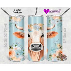 Cow Tumbler Wrap, Watercolor Tumbler Wrap, 20oz Skinny Tumbler Sublimation Design, Seamless Design