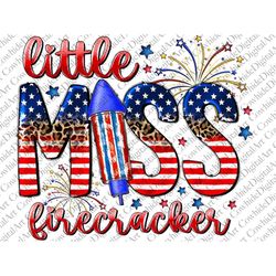 Little Miss Firecracker Png Sublimation Design, 4th Of July Png, American Flag Little Miss America Png, Independence Day