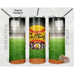 20 oz Skinny Tumbler Softball Mom Seamless Sublimation Design PNG Instant DIGITAL ONLY