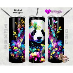 Panda Tumbler Wrap, Watercolor Tumbler Wrap, 20 oz Skinny Tumbler Sublimation Design, Seamless Pattern