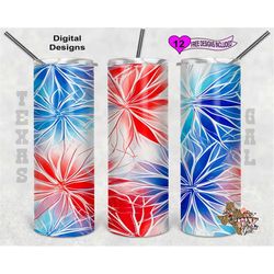 Patriotic Tumbler Wrap, Watercolor Tumbler Wrap, 20 oz Skinny Tumbler Sublimation Design, Seamless Pattern