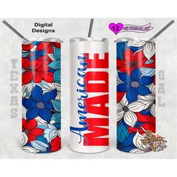 American Made Tumbler Wrap, Watercolor Tumbler Wrap, 20oz Sublimation Tumbler PNG, Digital Download, Seamless Design