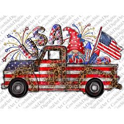American Gnomes Truck Png Sublimation Design, 4th Of July Png, Patriotic Gnomes Png, United States Gnomes Png, Digital D