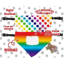 pet bandana rainbow personalize sublimation template png