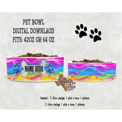 Pet Bowl Design Personalize 4 Files Included Bright Colors Waves Instant Download Digital Design PNG