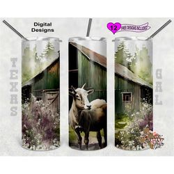 Goat Tumbler Wrap, Watercolor Tumbler Wrap, 20 oz Skinny Tumbler Sublimation Design, Seamless Pattern