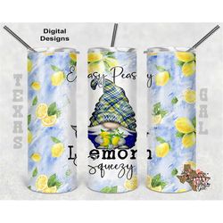 20 oz Skinny Tumbler Gnome Easy Peasy Lemon Squeezy Sublimation Design PNG Instant DIGITAL ONLY