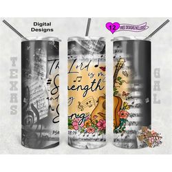 The Lord Is My Strength And My Song Tumbler Wrap, Watercolor Tumbler Wrap, 20 oz Skinny Tumbler Sublimation Design, Seam