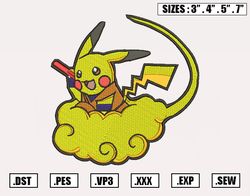 Pikachu Embroidery Design, Pokemon Embroidery File, Anime Embroidery Design, Machine Embroidery Design, Instant Download