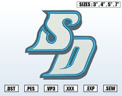 San Diego Toreros Embroidery Designs, NCAA Logo Embroidery Files, NCAA Diego Toreros, Machine Embroidery Design File