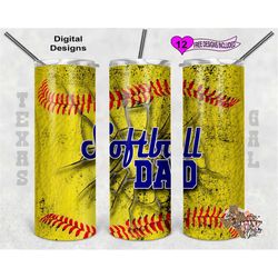 Softball Dad Tumbler Wrap, 20oz Sublimation Tumbler Design, Digital Designs, Seamless Design