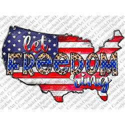 Let Freedom Ring Png, USA Png, Western, 4th of July, American Flag, Fireworks Png, Daisy Png, Freedom, Digital Download,