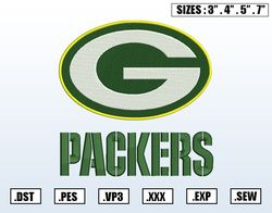 Green Bay Packers Embroidery Designs, NCAA Logo Embroidery Files, Machine Embroidery Pattern,  Digital Download