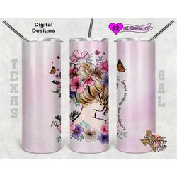 Watercolor Tumbler Wrap, Spread Kindness Like Wildflowers, 20oz Sublimation Tumbler PNG, Digital Download, Seamless Desi