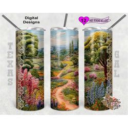 Embroidery Tumbler Wrap, Spring Field Tumbler Wrap, 20oz Sublimation Tumbler PNG, Seamless Design