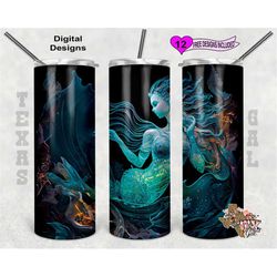 mermaid tumbler png, 20oz sublimation tumbler wrap, digital download