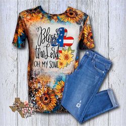 T-shirt Bless The Lord Oh My Soul Sunflower Flag Cross Sublimation Digital Download PNG