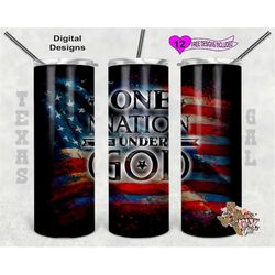 One Nation Under God Tumbler Wrap, Flag Tumbler Wrap, 20oz Sublimation Tumbler PNG, Digital Download, Seamless Design