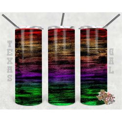 20 oz Skinny Tumbler Rainbow Paint Strokes Sublimation Design PNG Instant DIGITAL ONLY