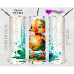 Duck Tumbler Wrap, Watercolor Tumbler Wrap, 20oz Sublimation Tumbler PNG, Digital Download, Seamless Design
