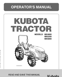 Kubota MX4800 MX5200 MX5800 Operators Maintenance Manual