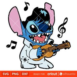 Elvis Stitch Svg, Stitch Guitar Svg, Lilo & Stitch Svg, Disney Svg, Cricut, Silhouette Vector Cut File