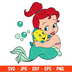 baby ariel svg, little mermaid svg, disney princess svg, cricut, silhouette vector cut file