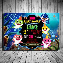Baby Shark Invitation, Baby Shark Invite, Baby Shark Birthday, Digital Invitation
