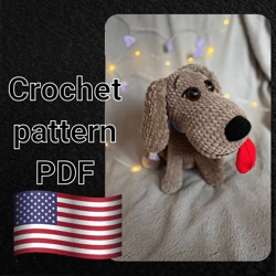 Plush PUPPY with a cute crochet pattern. A simple template in PDF format. Cute patterns for toys. Amigurumi's dog. Anima