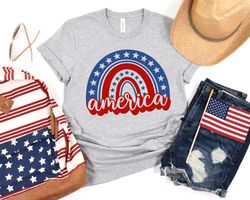 4th of July Rainbow America Shirt,Freedom Shirt,Fourth Of July Shirt,Patriotic Shirt,Independence Day Shirts,Patriotic F
