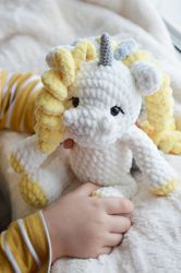 Amigurumi unicorn stuffed animal, crochet unicorn plush toy