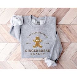 Christmas Crewneck Sweater,Vintage Christmas Sweatshirt,Mrs Claus Gingerbread Bakery Hoodie,Retro Holiday Shirt,Christma