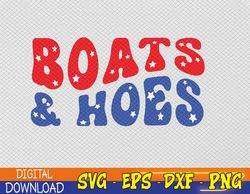 Boats & Hoes Preppy 4th Of July Wavy Font Svg, Eps, Png, Dxf, Digital Download