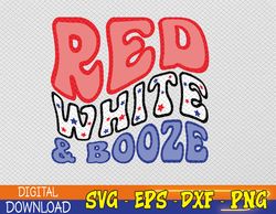 Red White & Booze Preppy Wavy Font 4th Of July Svg, Eps, Png, Dxf, Digital Download
