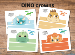 Printable dino crowns, Dino crowns kids, dino crowns, dino party, dino birthday, dinosaur party, jungle masks, printable