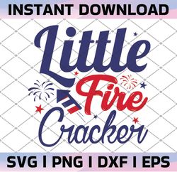 Little Firecracker USA 4th of July SVG for Cutting Machines like Silhouette Cameo and Cricut, dxf Files Digital Design