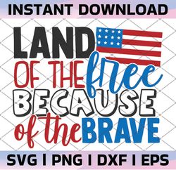 Land Of The Free Because Of The Brave SVG Cut File for Cricut and Silhouette