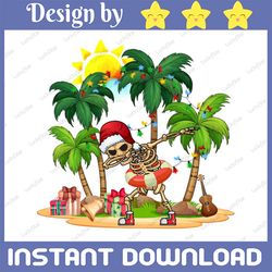 Dabbing Skeleton Santa Christmas In July PNG, Summer Vibes, Beach Vacation, Holiday PNG, Sublimation