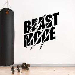 Beast Mode Motivation For Gym Bodybuilder Fitness Crossfit Coach Muscles Wall Sticker Vinyl Decal Mural Art Decor