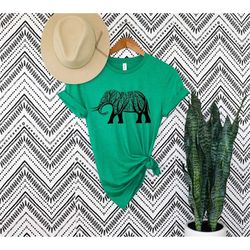 Elephant Mandala Shirt,Elephant Shirt, Elephant Mandela Gift, for Elephant Lover, Bohemian Elephant,Floral Elephant shir