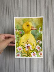 ORIGINAL watercolor Painting, Baby chick watercolor art, Animal nursery art, Child's room art